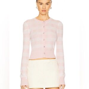 NWT For Love And Lemons gem buttons pink white  Cardigan sweater